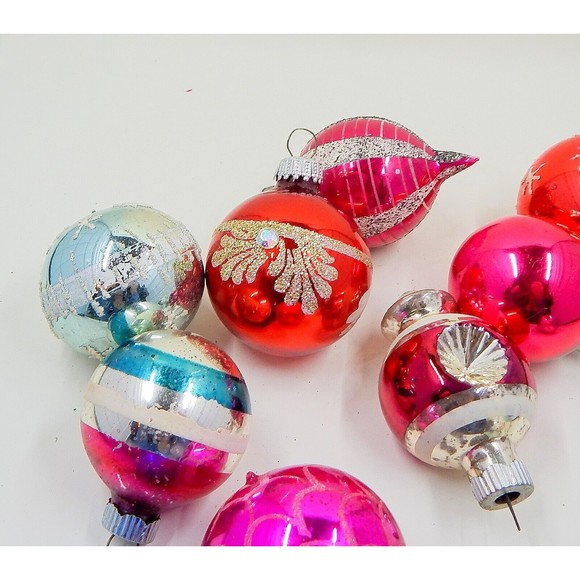 Vintage Glass Christmas Tree Ornament Lot Shiny Brite Czechoslovakia 10 Pieces - Picture 6 of 10